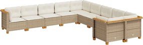 vidaXL 10 részes bézs polyrattan kerti ülőgarnitúra párnával