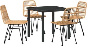 vidaXL Kert étkező szett 5 pcs Barna Porszórt acél