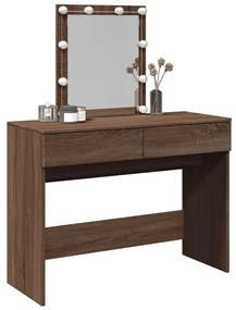 barna tölgy színű fésülködőasztal LED-del 100 x 40 x 130 cm