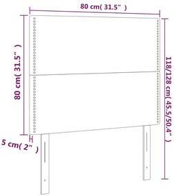 szürke műbőr LED-es fejtámla 80x5x118/128 cm