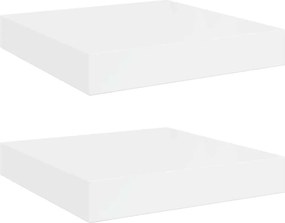 vidaXL 2 db magasfényű fehér MDF lebegő fali polc 23 x 23,5 x 3,8 cm