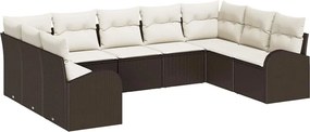 vidaXL Kanapé Szett párnával 9 pcs Barna Poly Rattan
