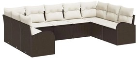 vidaXL Kanapé Szett párnával 9 pcs Barna Poly Rattan