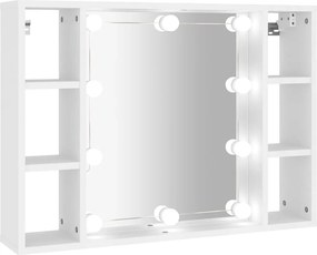 vidaXL fehér tükrös szekrény LED-ekkel 76 x 15 x 55 cm