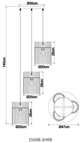Globo 15698-3HRB - Kábeles csillár GORLEY 3xE27/60W/230V