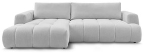 Világosszürke kinyitható-tárolóhelyes sarokkanapé (bal oldali-heverő résszel) Fuji – Bobochic Paris