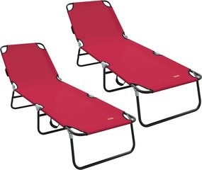 vidaXL Összecsukható nyugágy 2 pcs Piros 188 x 57 x 86,5 cm Poliészter