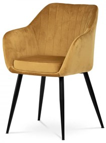 Fotoliu modern din catifea / Scaun de Culoare galbenă Picioare metalice Pika