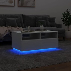 fehér dohányzóasztal LED-lámpákkal 90x49x40 cm
