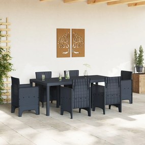 Kerti Asztal Antracit 200x100x73 cm Poli Rattan