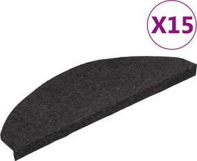 vidaXL 15 db fekete öntapadó lépcsőszőnyeg 65x22,5x3,5 cm