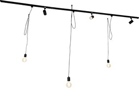 Okos sínrendszer fekete 3 spotlámpával és függőlámpa 1 fázisú - Cavalux Jeana