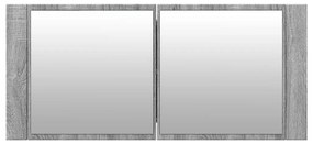 szürke sonoma LED-es tükrös fürdőszobaszekrény 100 x 12 x 45 cm