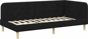 vidaXL Sarokágy keret fejtámlával Fekete 90 x 200 cm szövet
