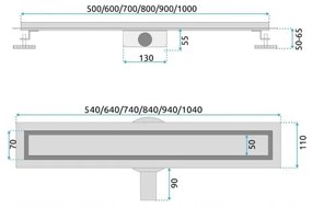 REA-G7803 - NEOX PRO 80 cm nemesacél/fekete zuhanyfolyóka