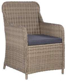 2 db barna polyrattan kültéri szék párnával