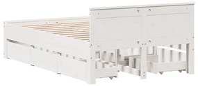 fehér tömör fenyőfa fejtámlás ágykeret matrac nélkül 135x190 cm