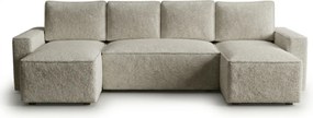 Kinyitható U alakú ülőgarnitúra SMART BOUCLE 303x143 cm, szürkésbézs