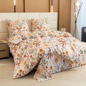 Mikroszálas ágyneműhuzat FLORAL RIBBON krémszínű Ágyneműhuzat mérete: 2 db 70 x 90 cm | 200 x 220 cm