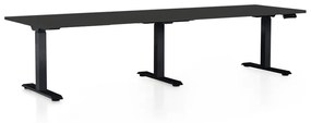 OfficeTech Long állítható magasságú asztal, 260 x 80 cm, fekete alap, fekete