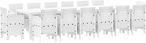 vidaXL Kert étkező szett 15 pcs Fehér Polt rattan
