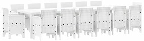 vidaXL Kert étkező szett 15 pcs Fehér Polt rattan
