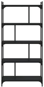 5 szintes fekete szerelt fa könyvespolc 76 x 32 x 158 cm