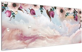 Rózsaszín virágokképe rózsaszín márvánnyal (120x50 cm)