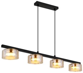 Globo 16055-4HG - LED Csillár zsinóron HIGGINS 4xGX53/6W/230V füstös/barna