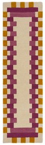 Sárga-rózsaszín kézi szövésű gyapjú futószőnyeg 60x230 cm Kai Wool Border – Flair Rugs