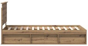 vidaXL Ágykeret fejtámlával Művészi tölgy 90 x 200 cm Tömör fenyőfa