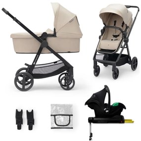 KINDERKRAFT - Kombinált babakocsi 4in1 NEWLY Klasszikus bézs + autósülés MINK PRO