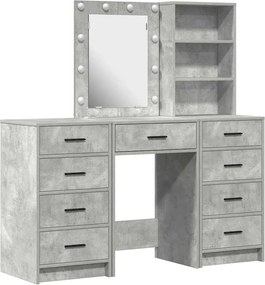 vidaXL Öltözködőasztal fiókkal 3 pcs Szürke 40 x 41 x 135 cm Faanyag