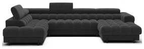Sötétszürke buklé kinyitható sarokkanapé (bal oldali-U alakú) Feraria – ELTAP