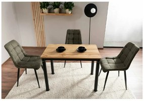 Fekete DAMAR étkezőasztal 100x60 cm, tölgy artisan dekorációval