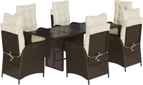 vidaXL 7 részes barna polyrattan kerti étkezőgarnitúra párnával