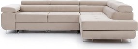 Bézs kinyitható-tárolóhelyes sarokkanapé (jobb oldali-L alakú) Anton – ELTAP