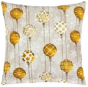 Bellatex Párnahuzat Karácsonyi gömbök arany,szürke, 45 x 45 cm