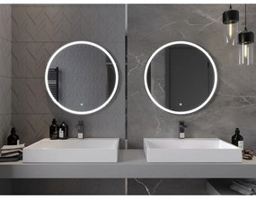 Mexen Gobi, LED kör alakú fürdoszobai tükör háttérvilágítással 70 cm, 6000K, páramentes, 9801-070-070-611-00