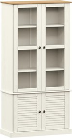 vidaXL VIGO fehér üvegvitrines tömör fenyőszekrény 85x35x170 cm