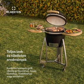 Klarstein Queensize, kamado grill, hőmérő, levehető oldalsó részek, fekete