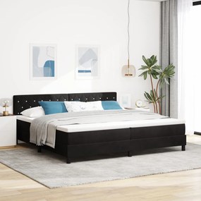 Boxspring Ágy Matraccal & LED Fekete 200x200 cm Bársonyos
