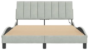 világosszürke bársony ágykeret LED-világítással 120 x 200 cm