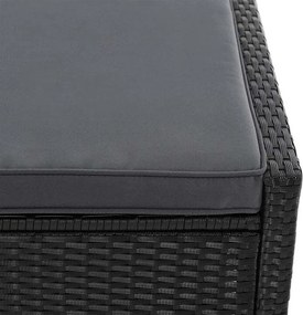 Juskys Syros kerti rattan ágy - fekete