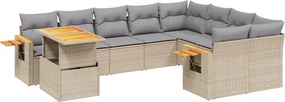vidaXL 10 részes bézs polyrattan kerti ülőgarnitúra párnával