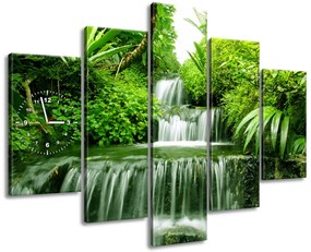 Gario Órás falikép Vízesés az esoerdőben - 5 részes Méret: 150 x 105 cm