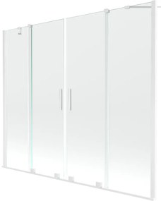 Mexen Velar Duo, 2 szárnyas eltolható kádparaván 180 x 150 cm, 8mm átlátszó üveg, fehér profil, 896-180-000-02-20