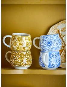 Kék-narancssárga kőedény eszpresszó csésze szett 4 db-os 155 ml Milton – Bloomingville