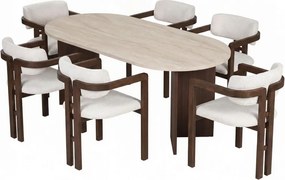Meridia étkezőgarnitúra, travertin-milánói dió, 180 cm – TR199NRD1140