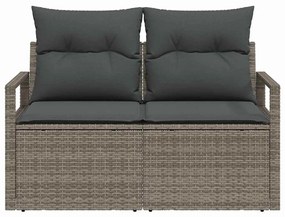 2-Fős Kerti Kanapé Párnákkal Szürke Polyrattan